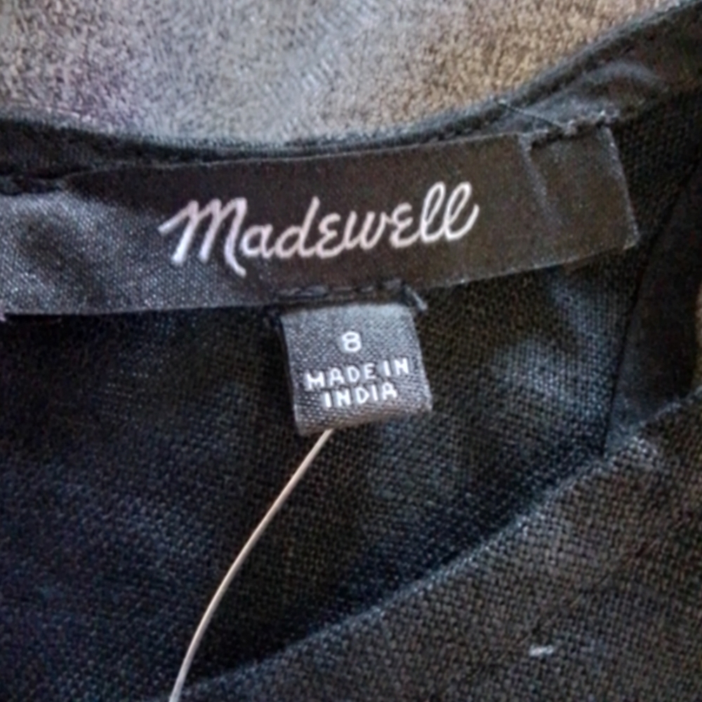 NWT Madewell Seamed Wide-Leg Sleeveless Linen Jumpsuit Black - 8 - Picture 10 of 12